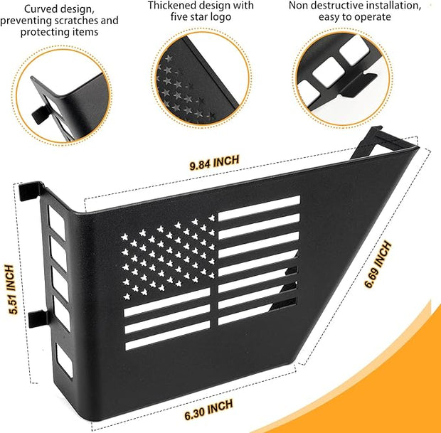 Metal Front & Rear Door Storage Box, Door Side Insert Organizer Box Pockets for 2007-2018 Jeep Wrangler JK 2/4 Door 2pcs(Black)