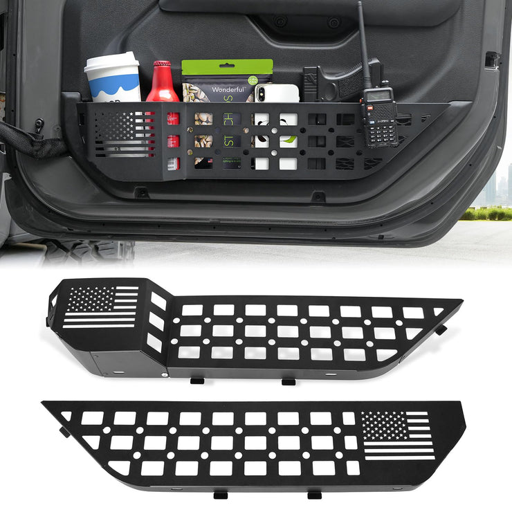 2 Pieces Metal Front Door Side Insert Organizers Box for Replace Sagging Nets (18-24 Jeep Wrangler JL JLU 4XE & 20-24 Gladiator JT)