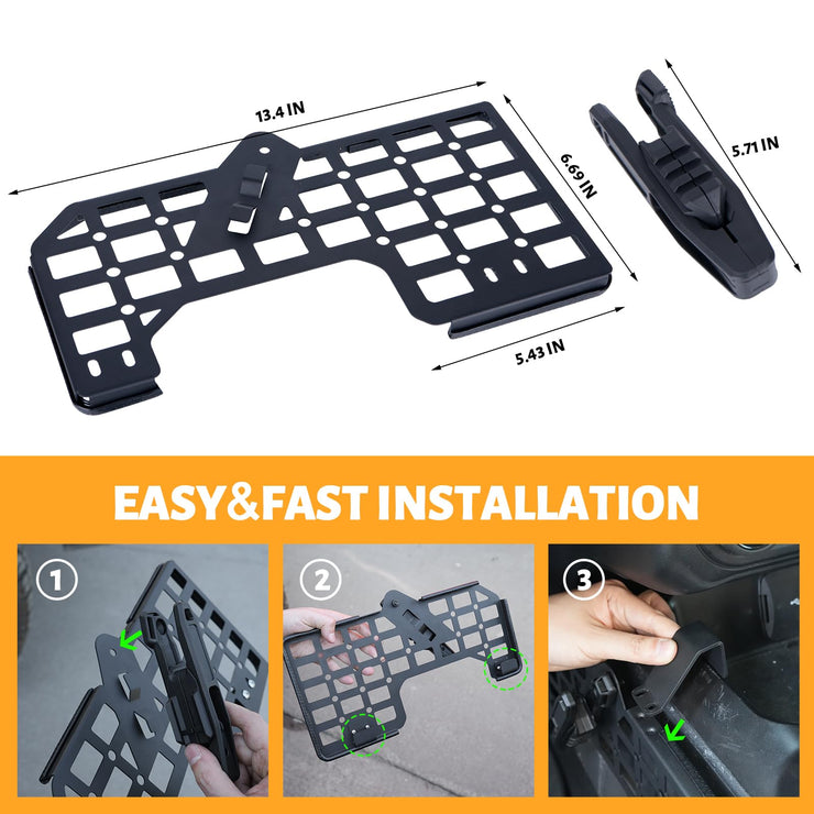 Gun Holder with Molle Panel (21-25 Ford Bronco), Polymer Fast Holster, Center Console Metal Pistol Holster Available for Glock 9mm/SW40/357/G17/G19/P320