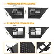 2PC Metal Front & Rear Door Storage Box Door Side Insert Organizer Box Pockets (07-18 Jeep Wrangler JK 4 Door)