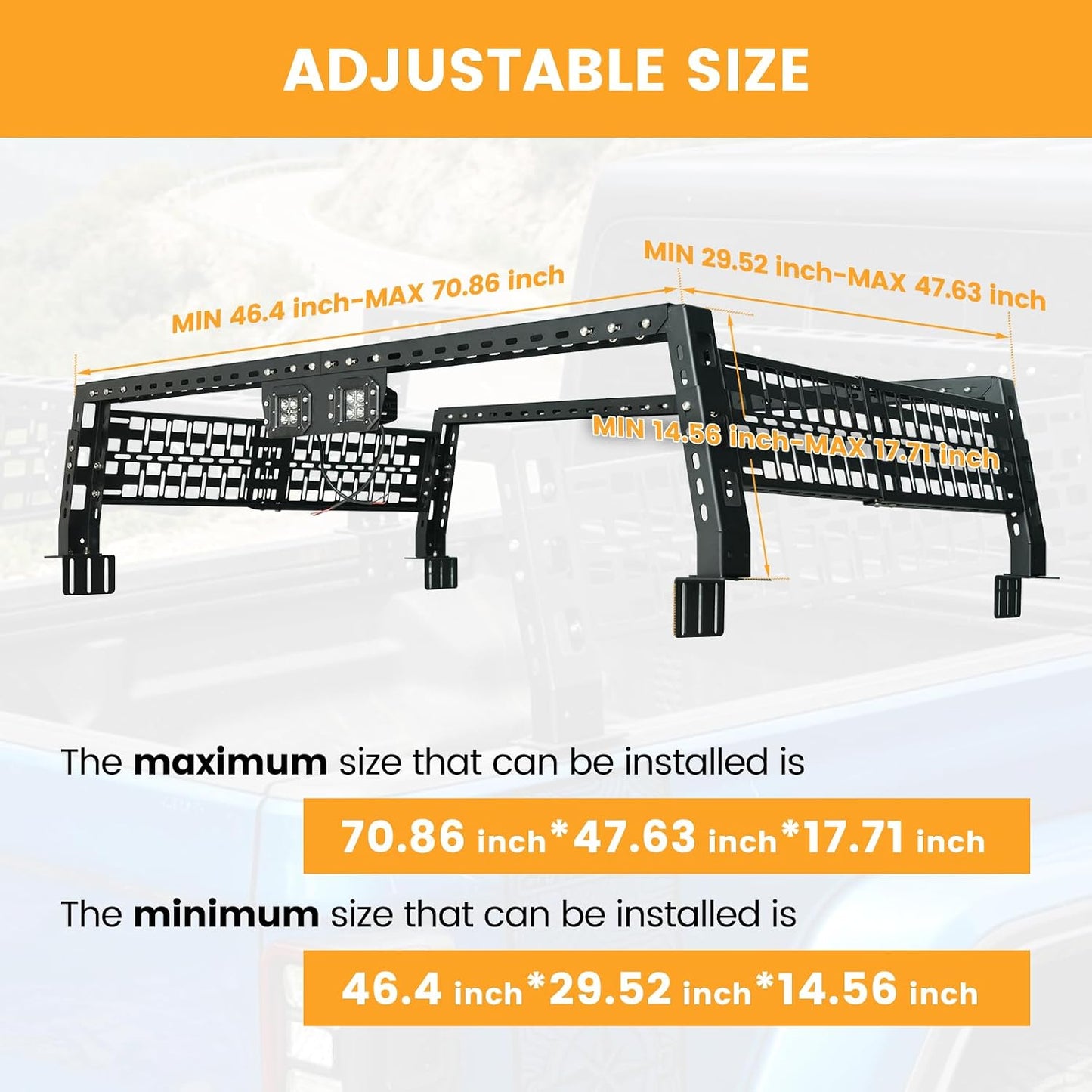 Universal Adjustable Truck Bed Racks Truck Cargo Carrier Overland Bed Rack