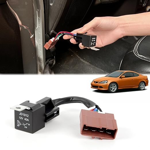 Maiker Kit de conversión de relé principal Juego de interruptores y arrancadores automáticos Relé de 4 pines para camión con arnés de 5 cables de cobre estañado resistente para Honda Civic 94-01 Integra 97-01 CRV Accord, 12 V 40 A 