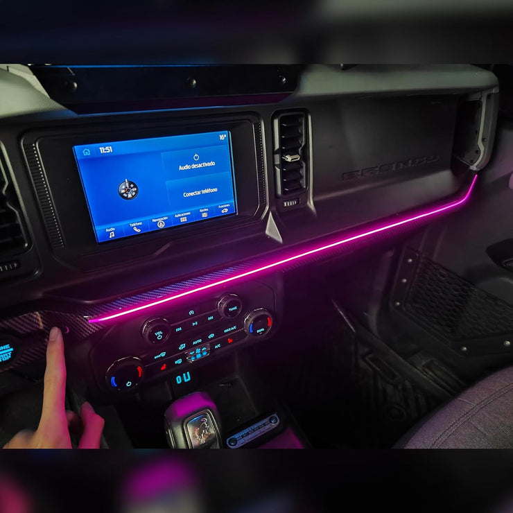 Car Interior Atmosphere Light 7 Colors LED Strip Lights for Center Control Passenger Position (21-24 Ford Bronco, Not for Sport）