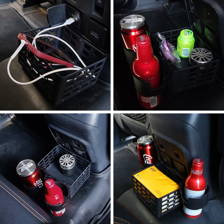 Rear Seat Cup Holder Floor Console Storage Box (Ford Bronco 2/4 Door,Not Sport)