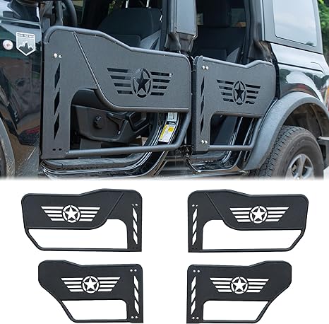 Steel Tubular Trail Tube Half Door Guards Five-Star Logo  / 4 Pack (21-23 Ford Bronco 4 Door)