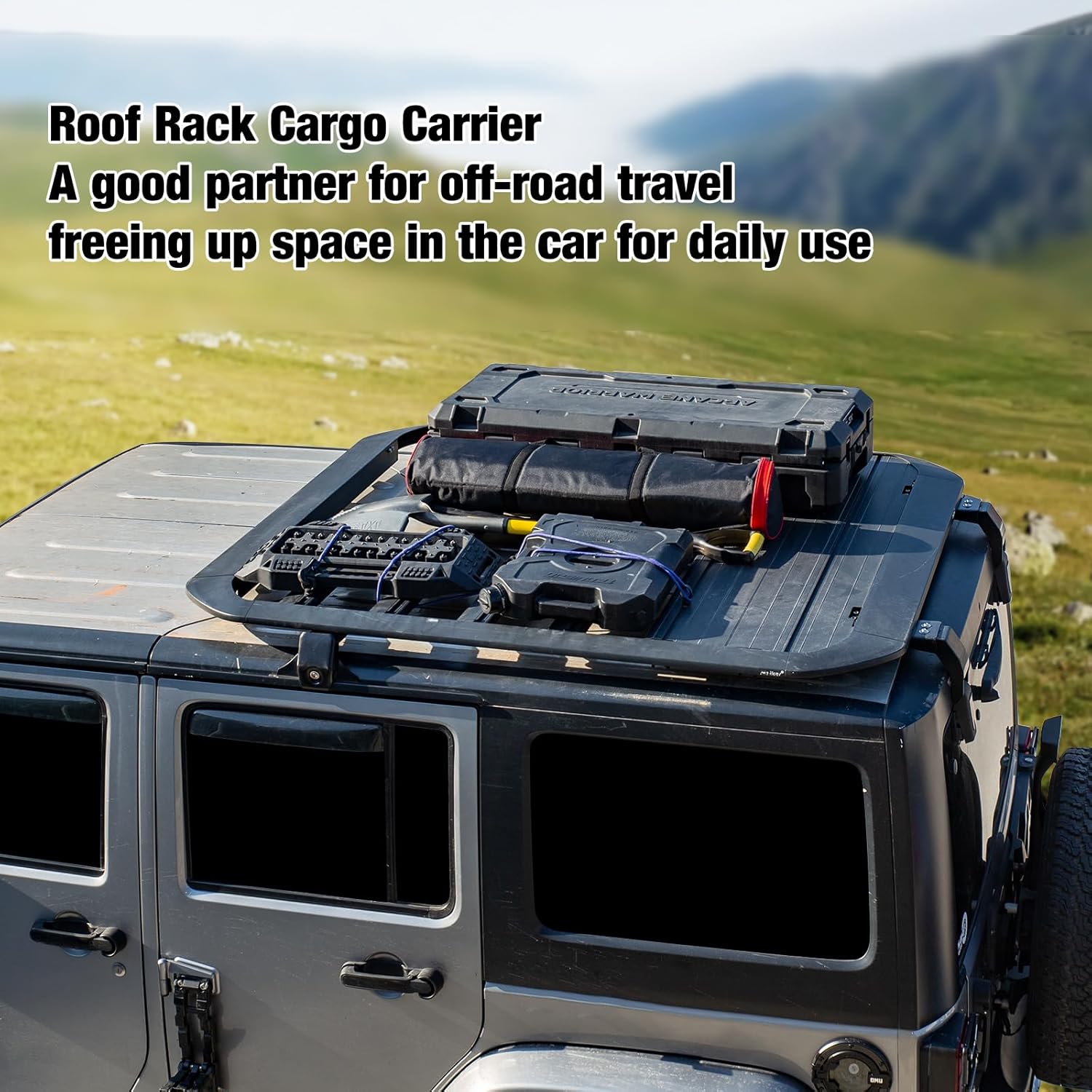 YZONA Roof Rack Cargo Basket – Fits 2007-2026 Jeep Wrangler JK/JL Unlimited & Gladiator JT 4-Door – With LED Lights