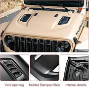 10th Anniversary Edition Metal Replacement Vented Heat Dispersion Hood (18-24 Jeep Wrangler JL JLU & 20-24 Gladiator JT, Not Fit Mojave and 392 Models)