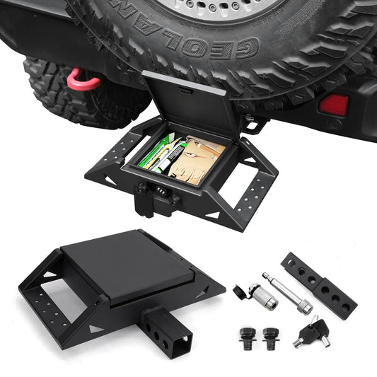 Anti-Theft Hitch Step for 2" Receivers - Secure Rear Bedstep with Bumper Protection - Lockbox Storage & All-Terrain Durability,for Trucks, SUV and More
