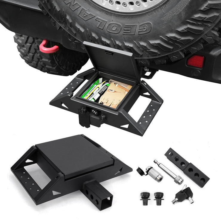 Anti-Theft Hitch Step for 2" Receivers - Secure Rear Bedstep with Bumper Protection - Lockbox Storage & All-Terrain Durability,for Trucks, SUV and More