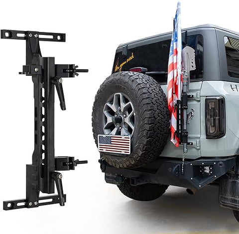 MAIKER OFF ROAD Bronco Flag Mount Antenna Mount & Tailgate Hinge Mount Single Flag with Military Shovel Holder Flag Pole Mount & CB Antenna Holder Compatible with Ford Bronco 2021 2022