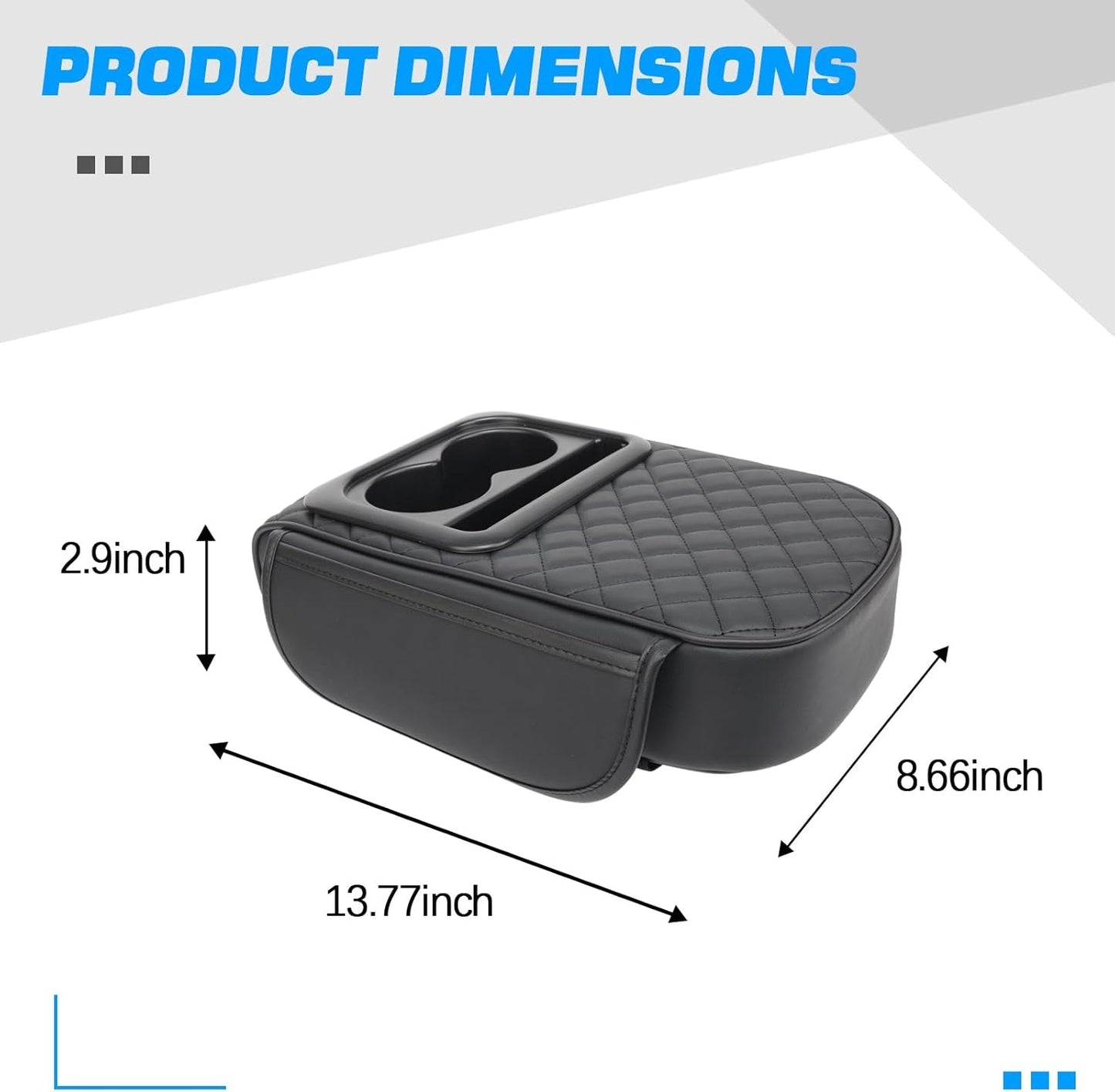 MAIKER Auto Center Console Armrest Pillow, PU Leather Car Armrest Cushion with Cup Holder, Phone Holder and 2 Side Storage Bag, Universal Car Armrest Box Cover Protector for Most Vehicles