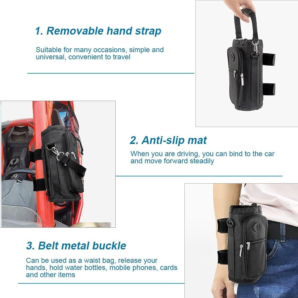 LED Auto Seat Back Organizer Bag,Car Back Seat Organizer Kick Mat with 5 Storage Packets-3 Toolkits &1 Medical Kit&1 Water Cup Bag Compatible with All Vehicel