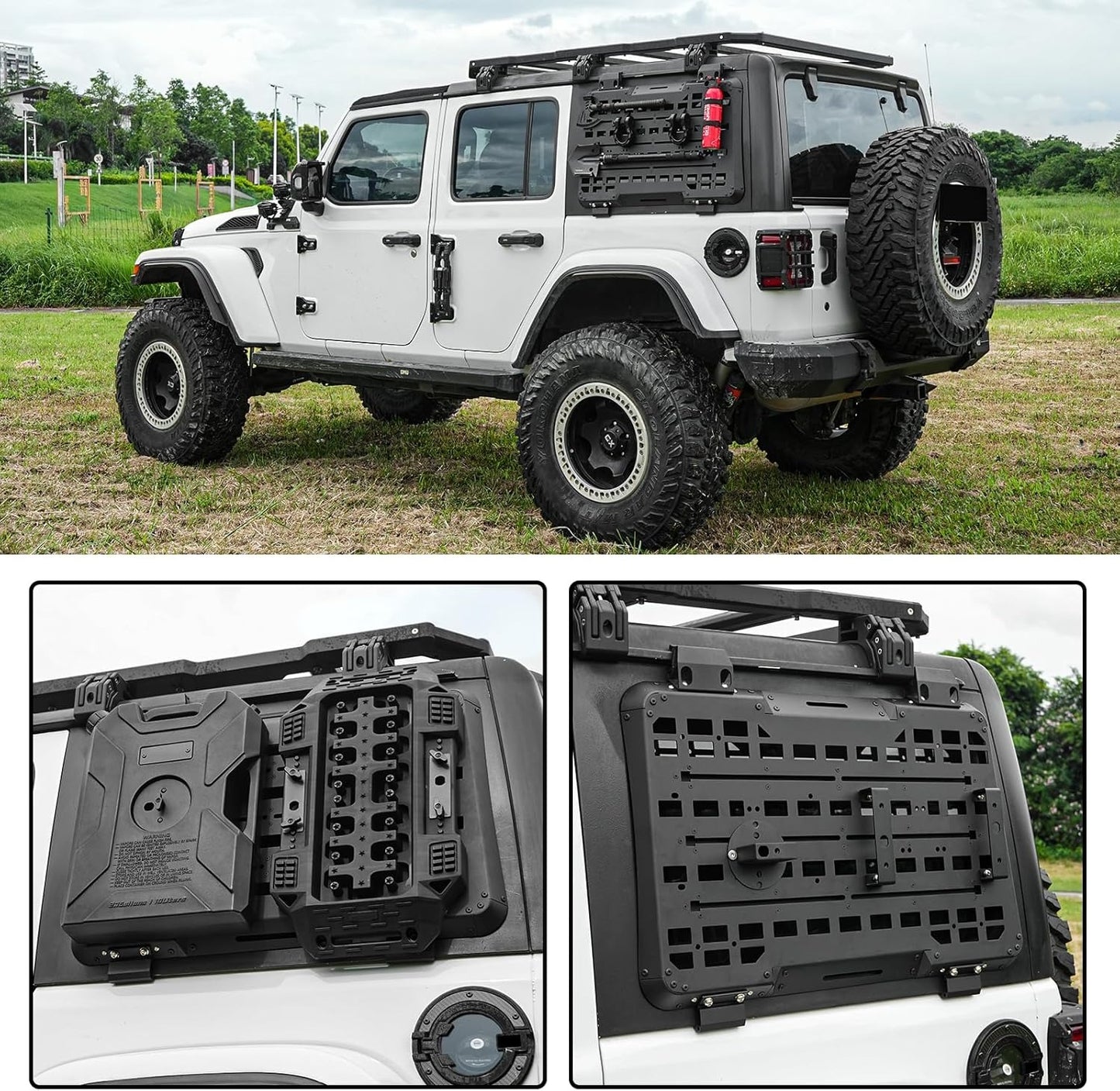 Multifunctional Rear Window Molle Storage Panel Flank Kit, Heavy Duty Protective Decoration Compatible with 2018-2024 Jeep Wrangler JL 4-Door, Compatible with Driver Side