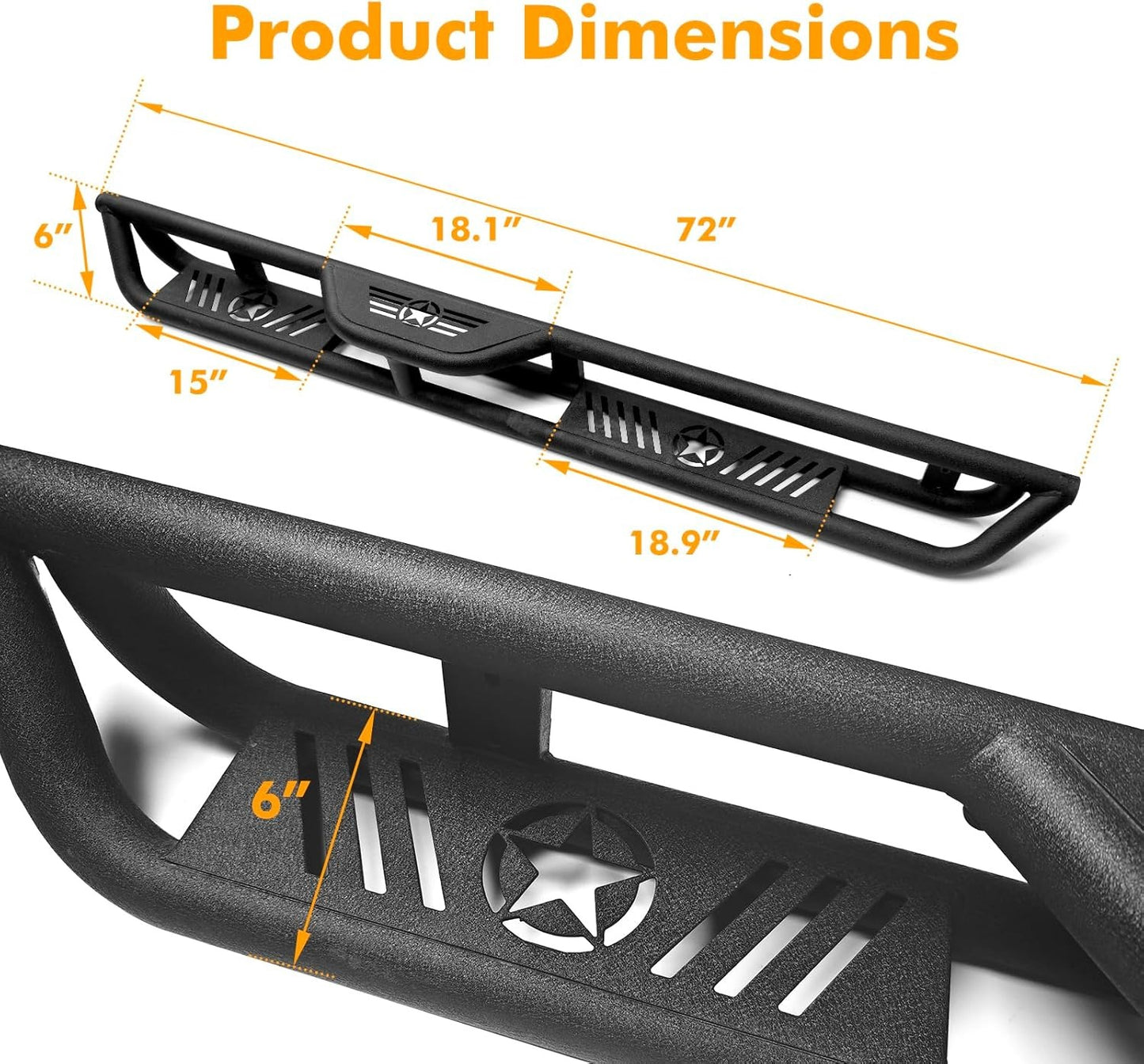 Running Boards Compatible with 2018-2024 Jeep Wrangler JL 4 Doors, 2-Stairs Side Step Rails Coated Black Nerf Bars, Drop-Down Steps