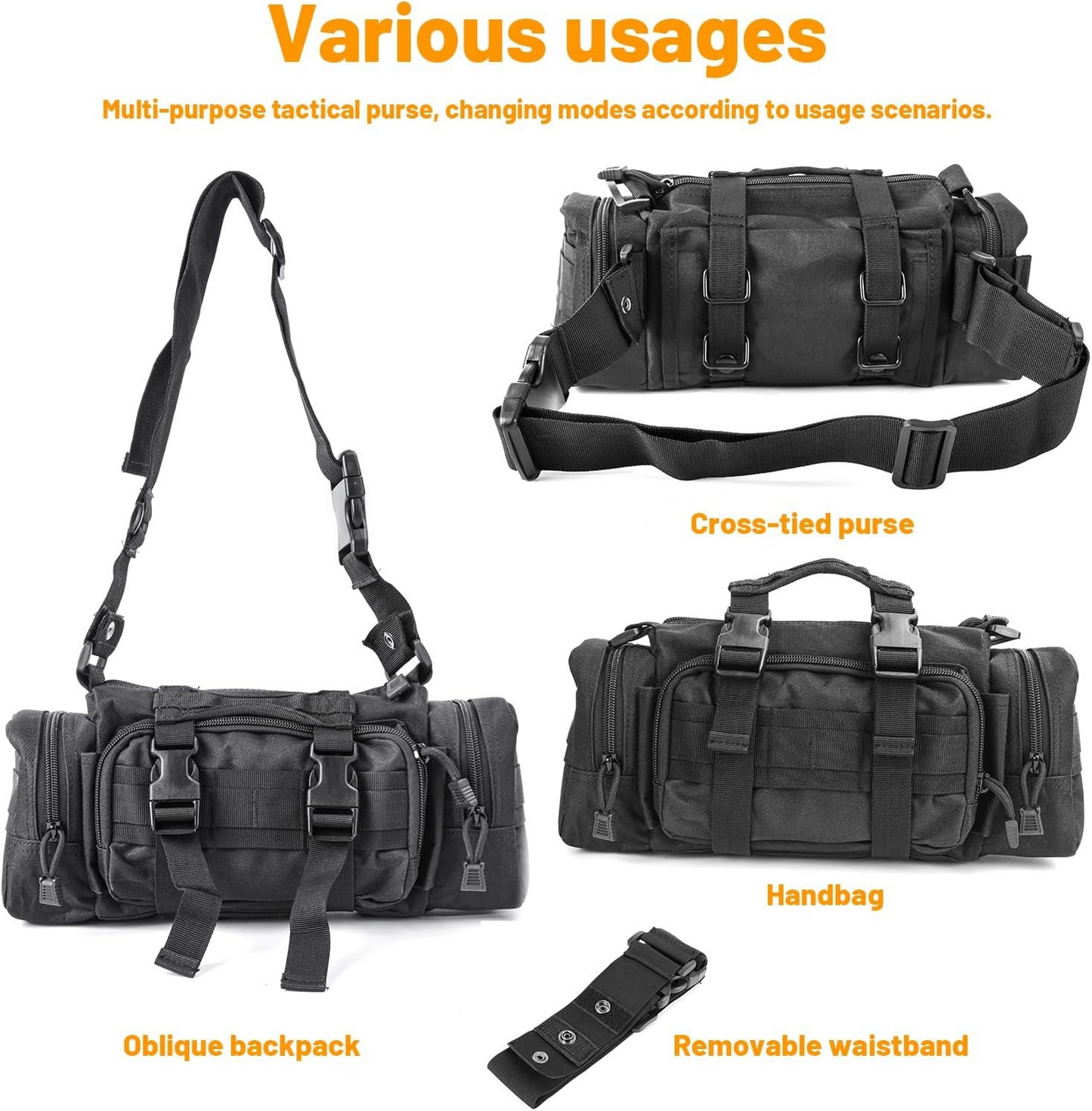 MAIKER Seat Tactical Bag with 2-piece Waterproof Bag Style 3-piece Universal Tactical Car Seat Back Organizer Vehicle Storage Bag with Multi-Pocket