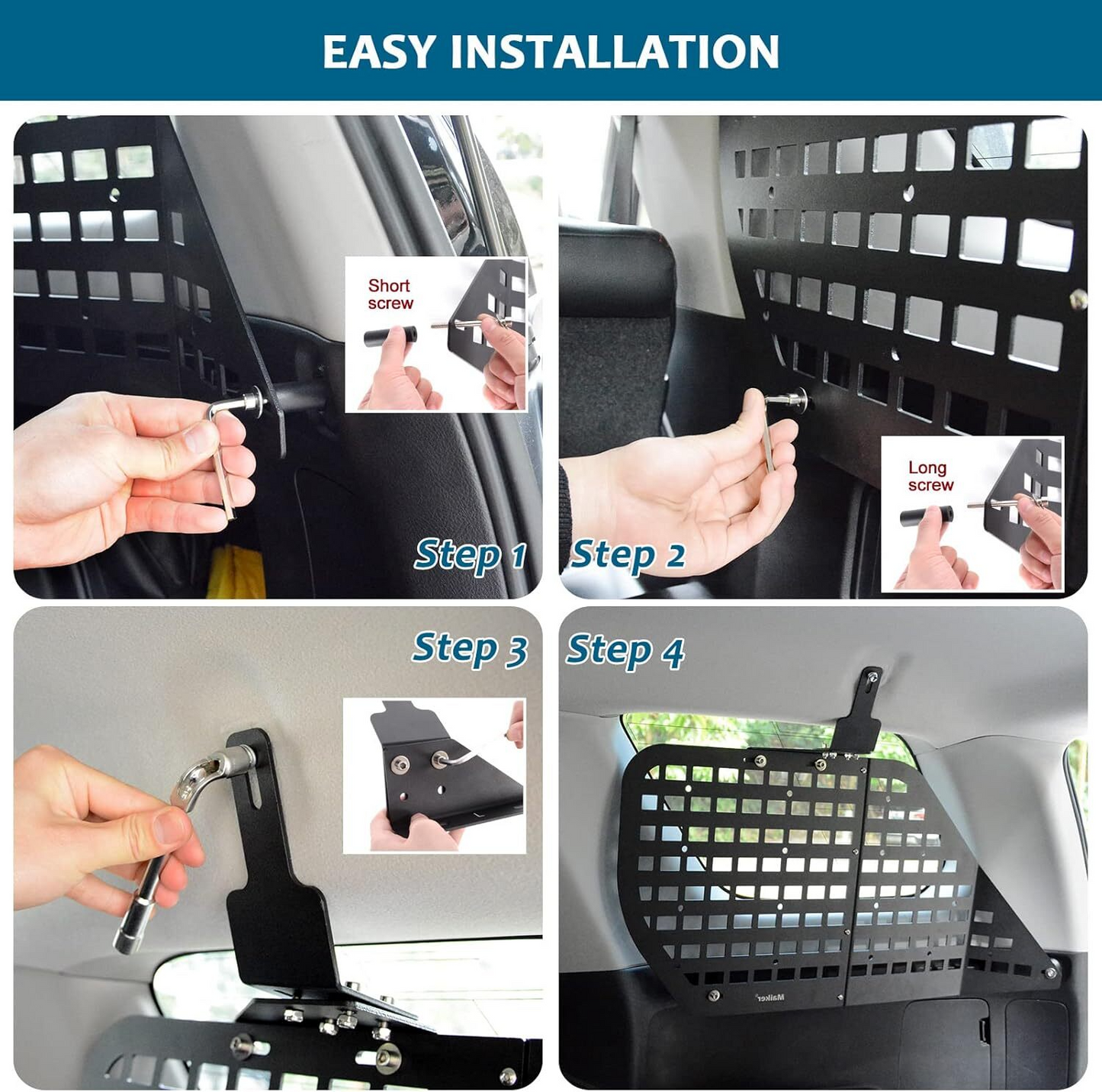 MAIKER Rear Window Molle Panel Modular Storage Panel System with 10 Fastening Tape for Toyota 4Runner 2010-2023