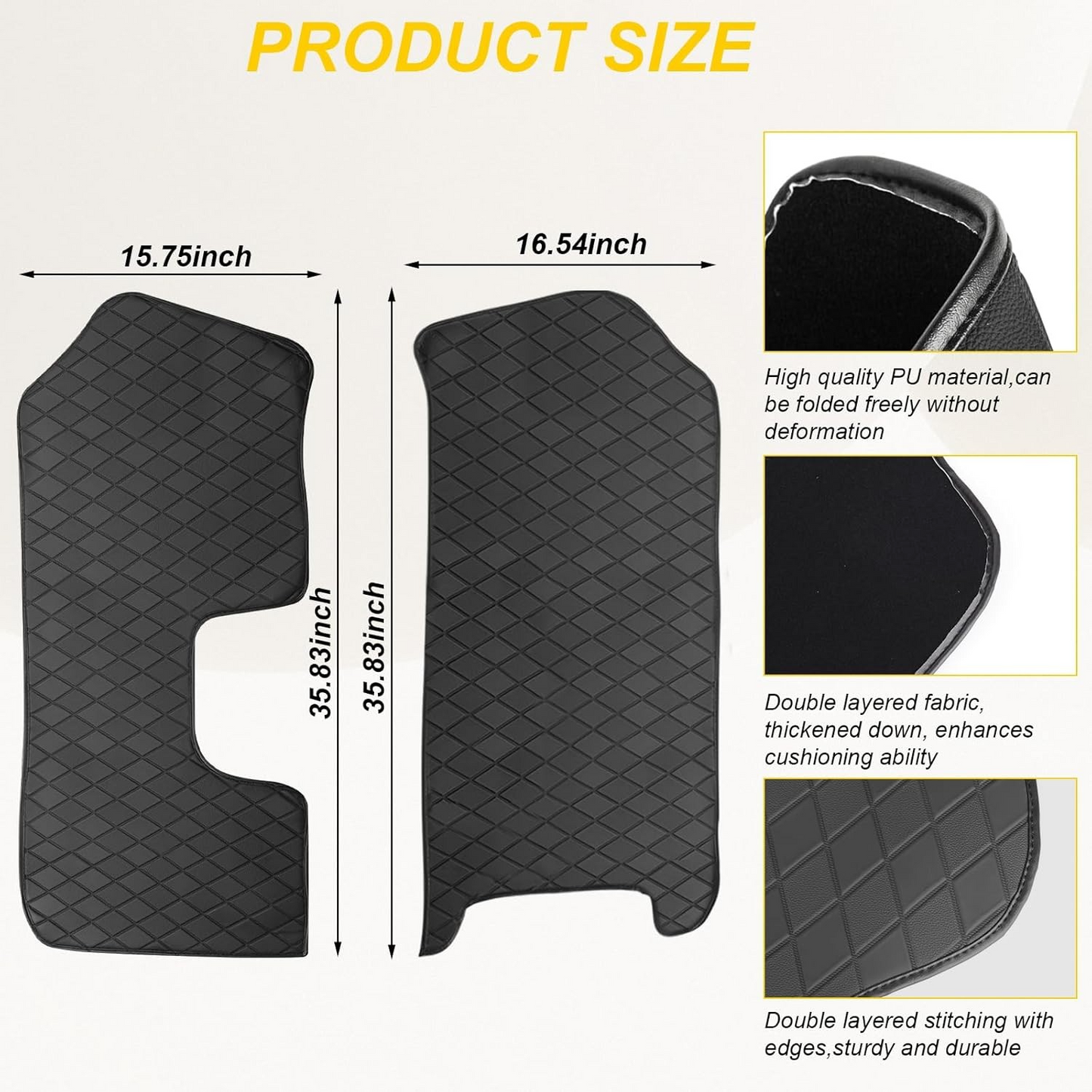 MAIKER Trunk Protector Mats Compatible with Ford Bronco 2021 2022 2023 2024 4-Door Cargo Sidewall Protector Trunk Sidewall Protector Mats Black PU Leather Interior Accessories
