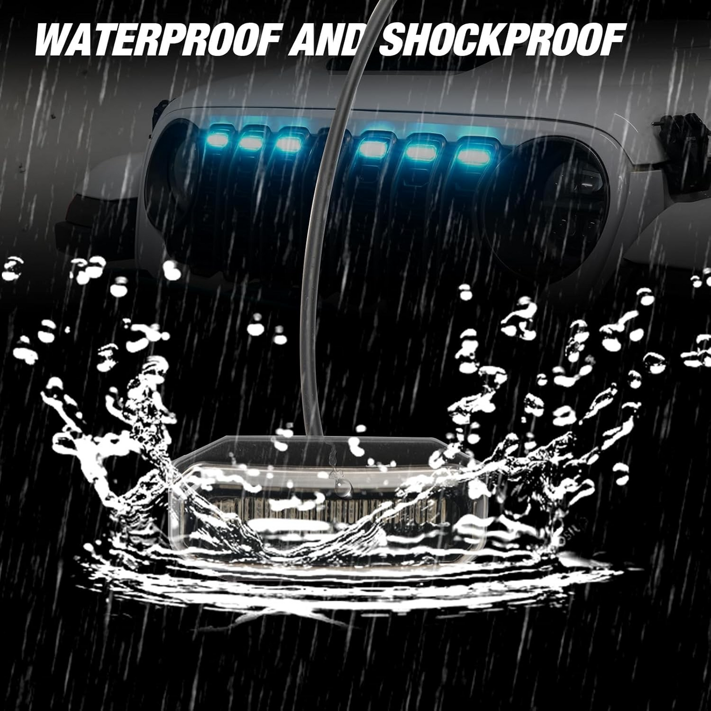 MAIKER RGB LED Grille Lights Compatible with 2024-2025 Jeep Wrangler JL JLU JT Original Factory Grille, 6PCS RGB Adjustable Atmosphere Exterior Grill Lights Remote APP Control