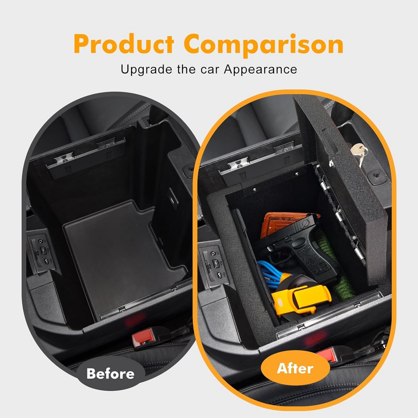 Center Console Safe Compatible with 2019-2022 Silverado 1500 / GMC Sierra 1500 and 2020-2023 Silverado 2500/3500 HD/GMC Sierra 2500/3500 HD Advanced Security Box with Mechanical lock