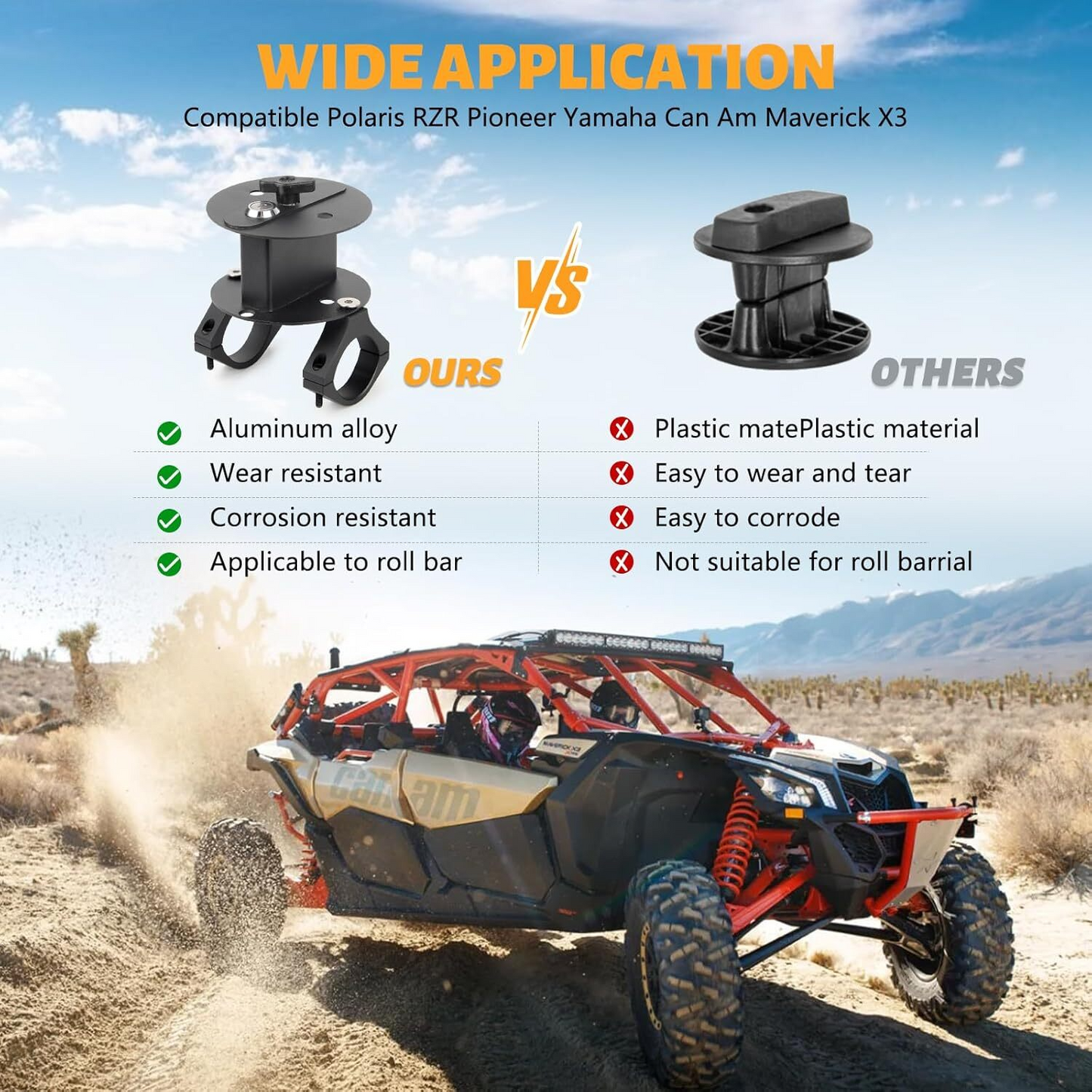 UTV ATV Metal Water Tank Mount with Lock & Key, Water Tank Bracket Compatible with Polaris RZR Pioneer Yamaha Can Am Maverick X3