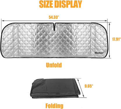 6-Layer Windshield Sun Shade Compatible with 2007-2018 Jeep Wrangler JK 2018-2025 Jeep Wrangler JL JLU & 2020-2025 Gladiator JT, Heat Shield Sun Visor for UV Ray, Foldable Windshield Cover Sun Shade with Storage Bag