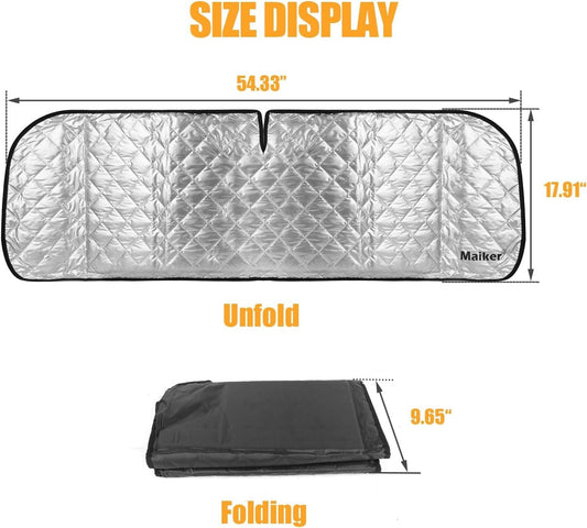 6-Layer Windshield Sun Shade Compatible with 2007-2018 Jeep Wrangler JK 2018-2025 Jeep Wrangler JL JLU & 2020-2025 Gladiator JT, Heat Shield Sun Visor for UV Ray, Foldable Windshield Cover Sun Shade with Storage Bag