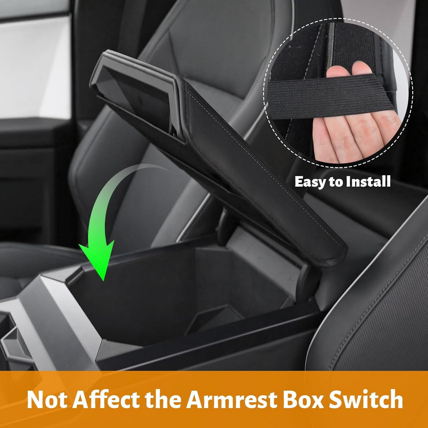 MAIKER Center Console Cover, Upgraded Microfiber Leather Car Armrest Cover Compatible with Tesla Cybertruck 2023 2024 (Black)