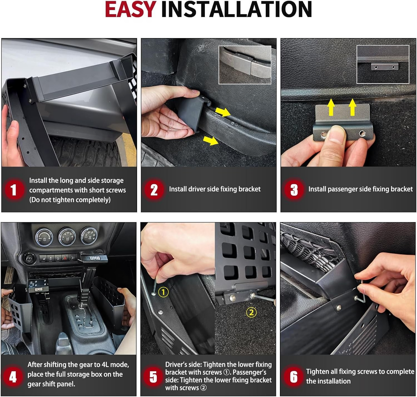 Gear Shift Console Organizer for 2011-2018 Jeep Wrangler JK JKU,Shifter Storage Box Stainless Steel,Center Console Hanging Box,Gear Tray Coin Storage Box(Only Fit Standard Transmission)