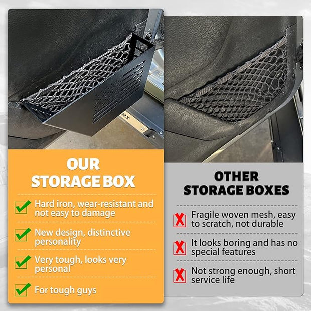 Metal Front & Rear Door Storage Box, Door Side Insert Organizer Box Pockets for 2007-2018 Jeep Wrangler JK 2/4 Door 2pcs(Black)
