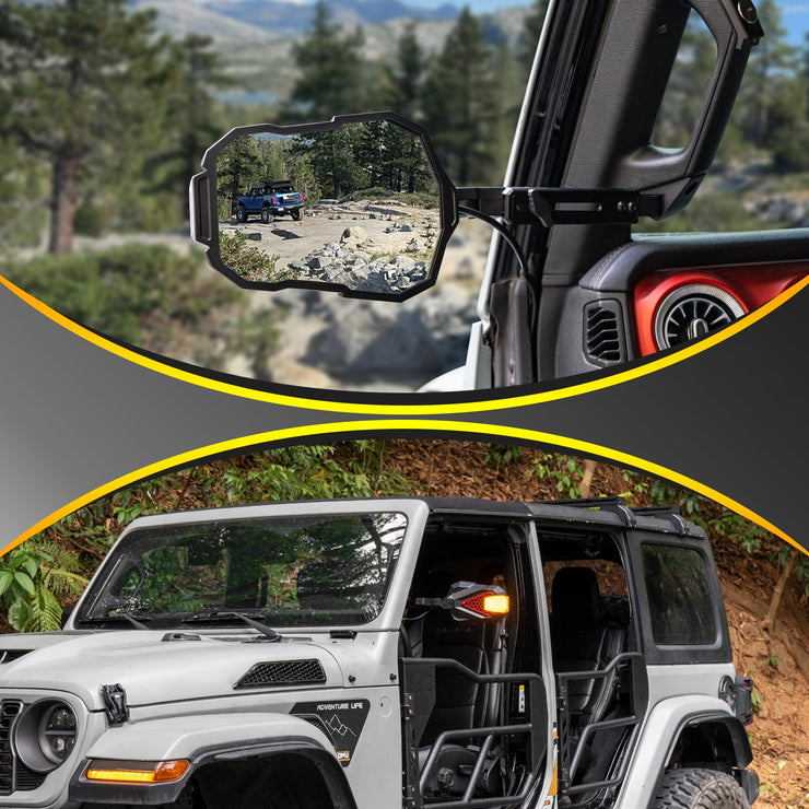 2PC Mirrors Doors Off with Light (24-25 Jeep Wrangler JL Gladiator JT)
