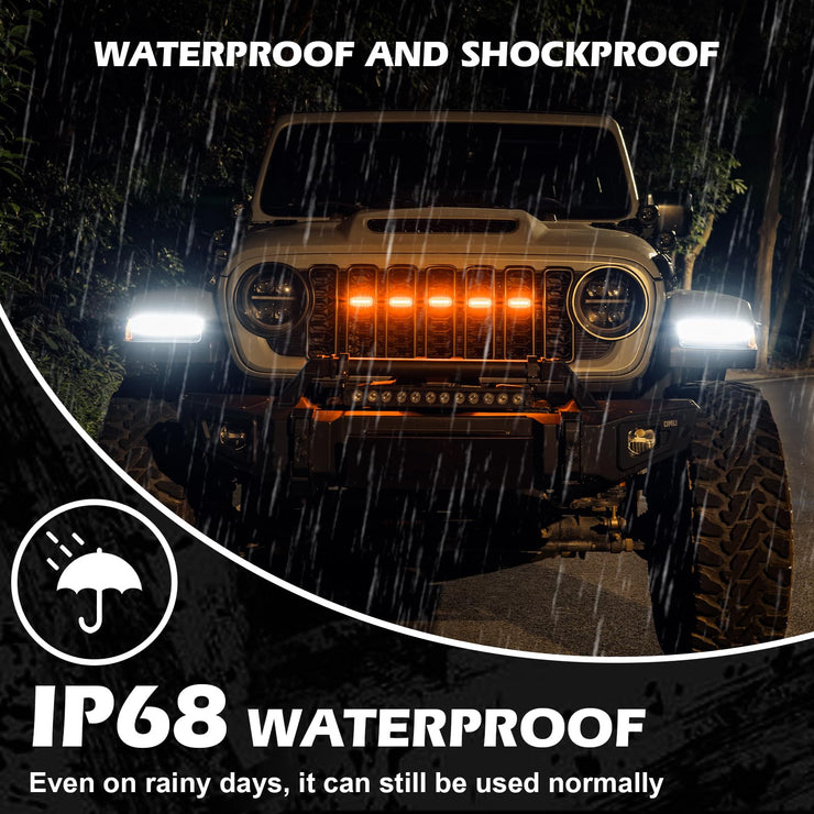 5PCS Amber LED Grille Lights (24-25 Jeep Wrangler JL JLU & Gladiator JT)