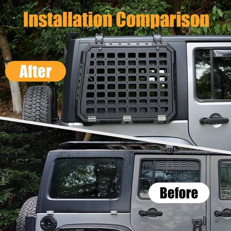 2PC Openable Design Multifunctional Rear Window Storage Panel Kit (07-18 Jeep Wrangler JK/JKU)