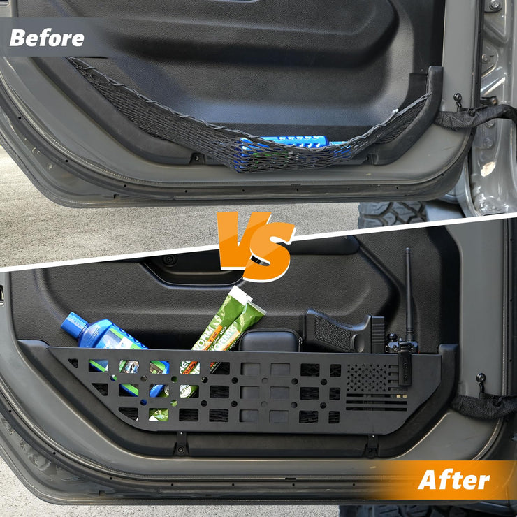 2 Pieces Metal Front Door Side Insert Organizers Box for Replace Sagging Nets (18-24 Jeep Wrangler JL JLU 4XE & 20-24 Gladiator JT)