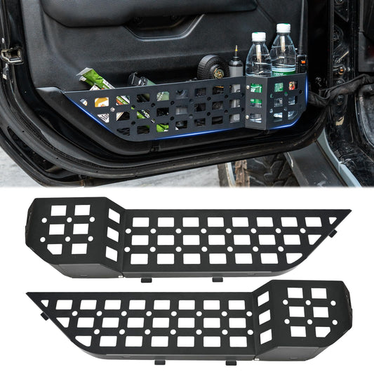 2PCMetal Front Door Storage Box Pockets (18-24 Jeep Wrangler JL JLU 4XE  & 20-24 Gladiator JT, Not Fit Power Seats)
