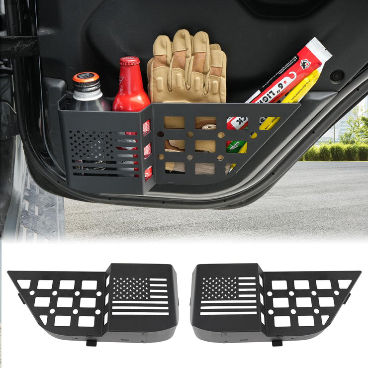 2PCS Metal Rear Door Side Insert Organizer Box for Replace Sagging Nets (18-24 Jeep Wrangler JL 4 Door)