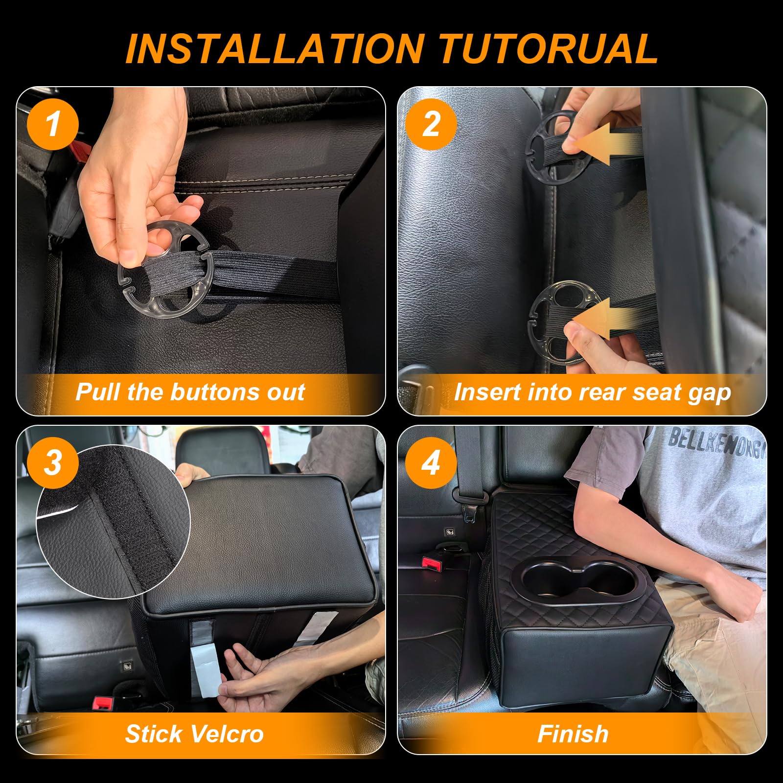 Console Box In Car Universal Car Rear Seat Armrest 2 Row Console Box with Cup Holder Back ...