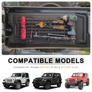 Aluminum Tailgate Tactical Panel Rear Door Cargo Organizer Kit Molle Panel with 3 Moll Pouch (Jeep Wrangler 07-18 JK JKU & 18-24 JL JLU)