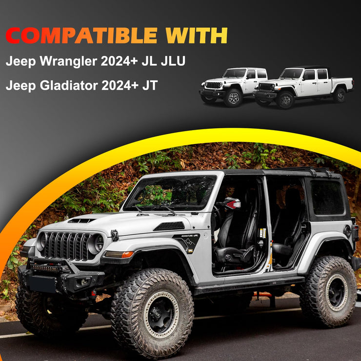 2PC Mirrors Doors Off with Light (24-25 Jeep Wrangler JL Gladiator JT)