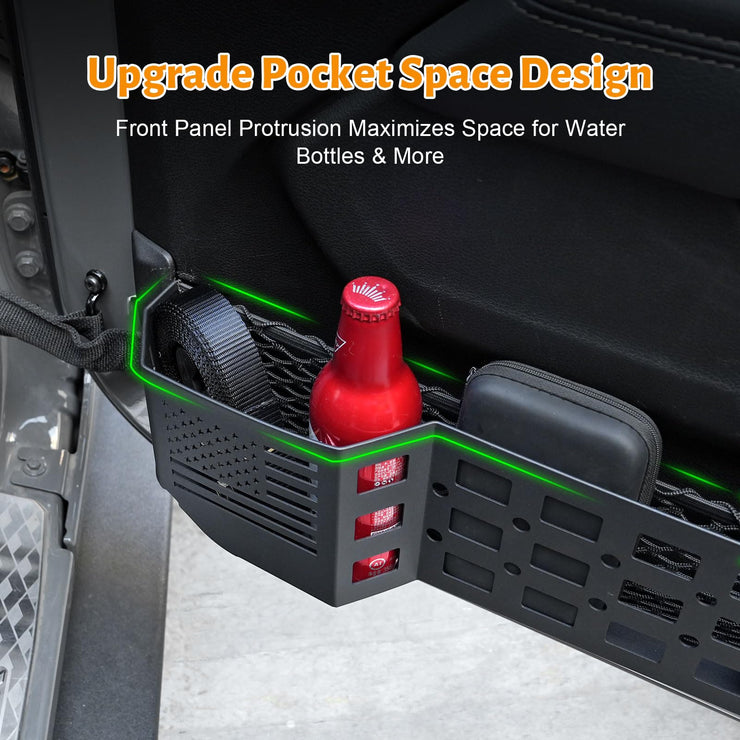 2 Pieces Metal Front Door Side Insert Organizers Box for Replace Sagging Nets (18-24 Jeep Wrangler JL JLU 4XE & 20-24 Gladiator JT)