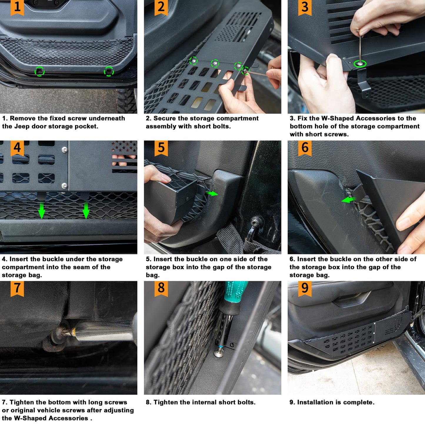2 Pack Metal Front Door Pocket Storage Box (18-23 Jeep Wrangler JL JLU 4XE & 20-23 Gladiator JT)