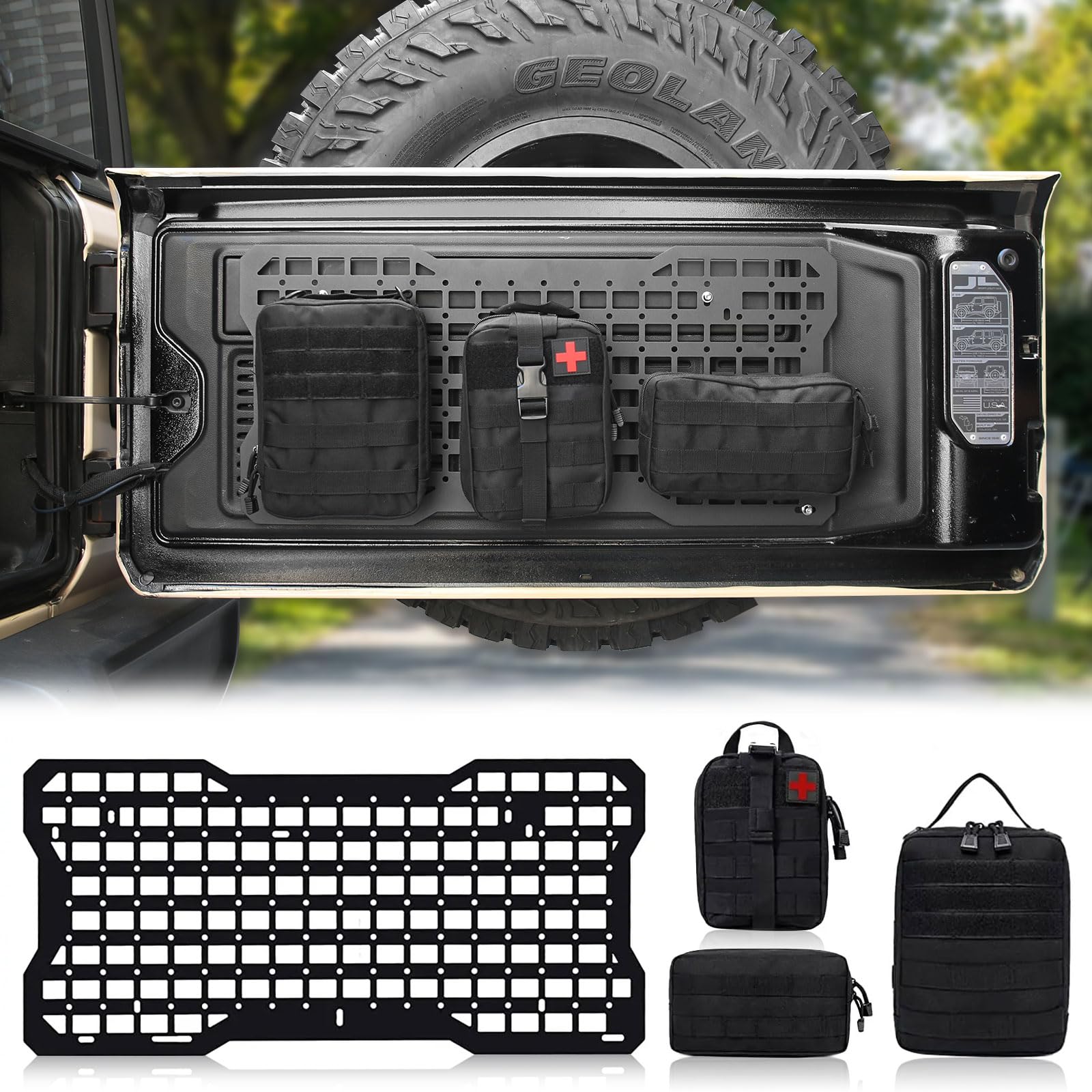 Tailgate Storage Rack Aluminum Tailgate Tactical Panel Rear Door Cargo Organizer – Maiker Offroad