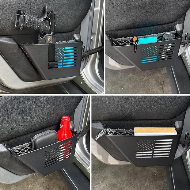 Metal Front & Rear Door Storage Box, Door Side Insert Organizer Box Pockets for 2007-2018 Jeep Wrangler JK 2/4 Door 2pcs(Black)