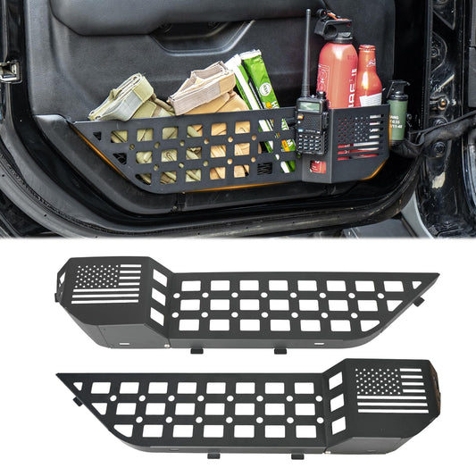 2PC Metal Front Door Pocket Storage Box (18-24 Jeep Wrangler JL JLU 4XE & 18-24 Gladiator JT & 20-24 Rubicon Sport Sahara, Not Fit Power Seats）