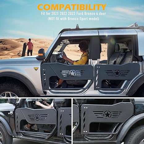 Steel Tubular Trail Tube Half Door Guards Five-Star Logo  / 4 Pack (21-23 Ford Bronco 4 Door)