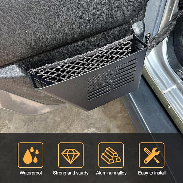 Metal Front & Rear Door Storage Box, Door Side Insert Organizer Box Pockets for 2007-2018 Jeep Wrangler JK 2/4 Door 2pcs(Black)