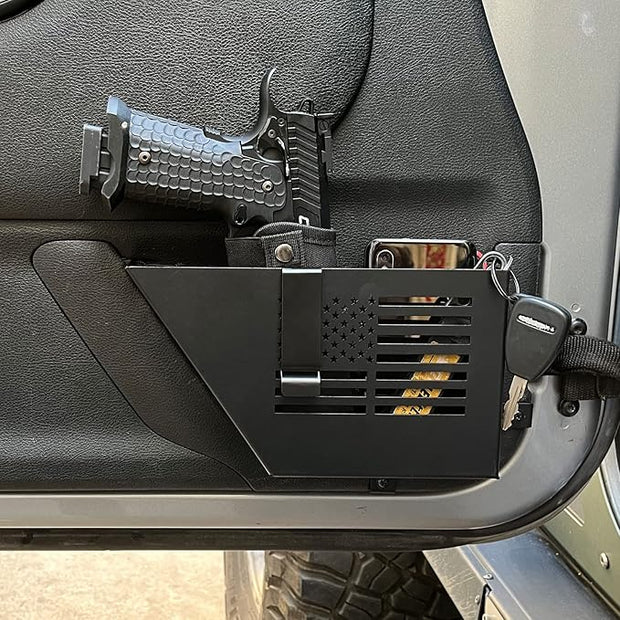 Metal Front & Rear Door Storage Box, Door Side Insert Organizer Box Pockets for 2007-2018 Jeep Wrangler JK 2/4 Door 2pcs(Black)