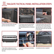 Tailgate Table Molle Panel Foldable Cargo Shelf Aluminum Alloy Storage Shelf (07-24 Jeep Wrangler JK JKU JL JLU, Not Fit JK Models with Stock Subwoofer)