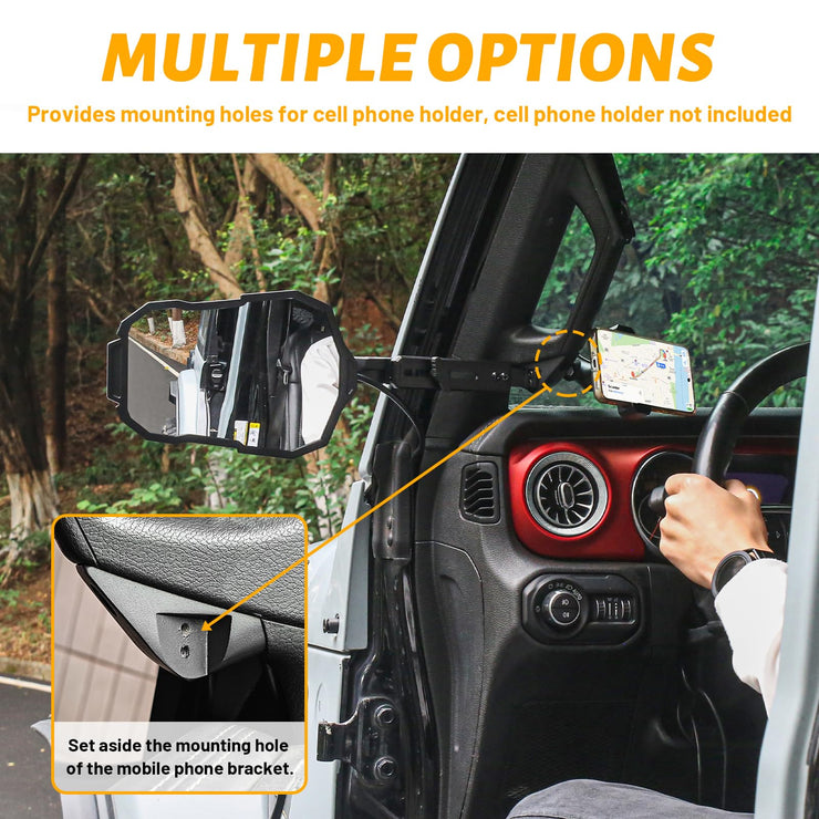 2PC Mirrors Doors Off with Light (18-23 Jeep Wrangler JL Gladiator JT)