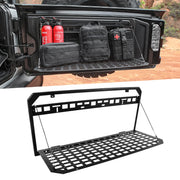 Tailgate Table Molle Panel Foldable Cargo Shelf Aluminum Alloy Storage Shelf (07-24 Jeep Wrangler JK JKU JL JLU, Not Fit JK Models with Stock Subwoofer)