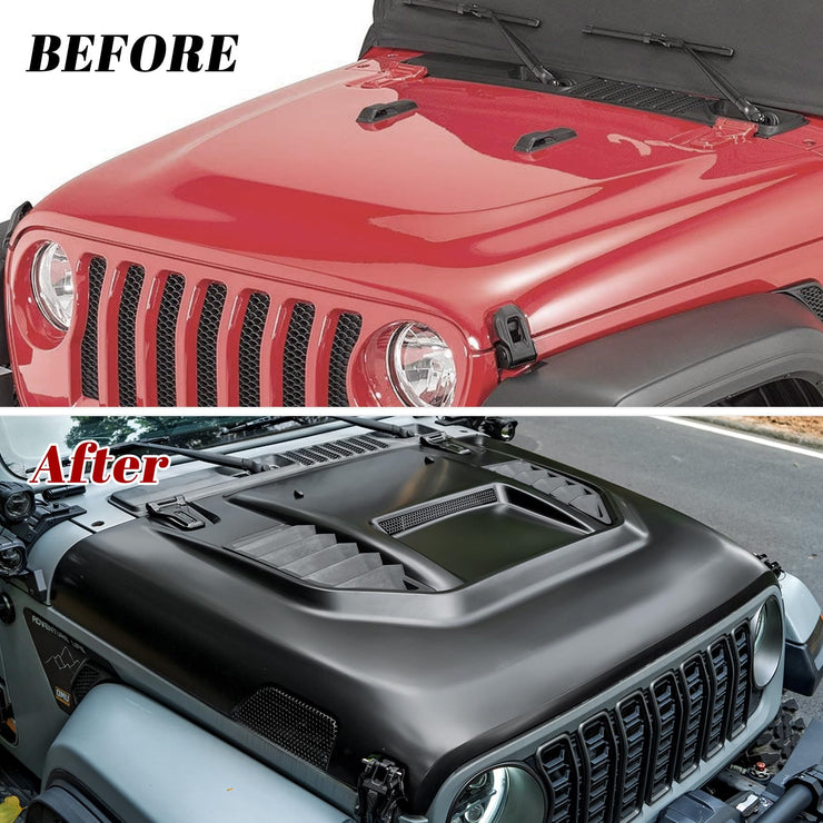 10th Anniversary Edition Metal Replacement Vented Heat Dispersion Hood (18-24 Jeep Wrangler JL JLU & 20-24 Gladiator JT, Not Fit Mojave and 392 Models)